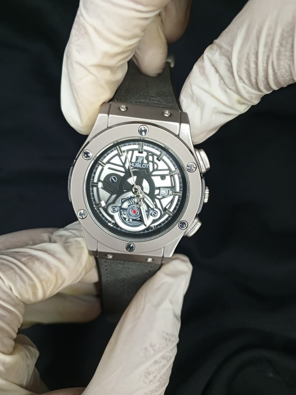 Hublot Black Scelton with Gray Strap