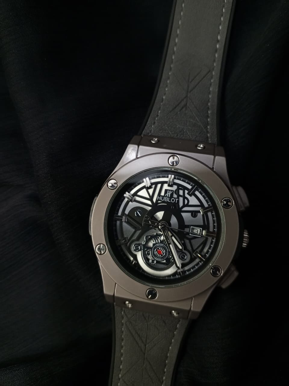 Hublot Black Scelton with Gray Strap
